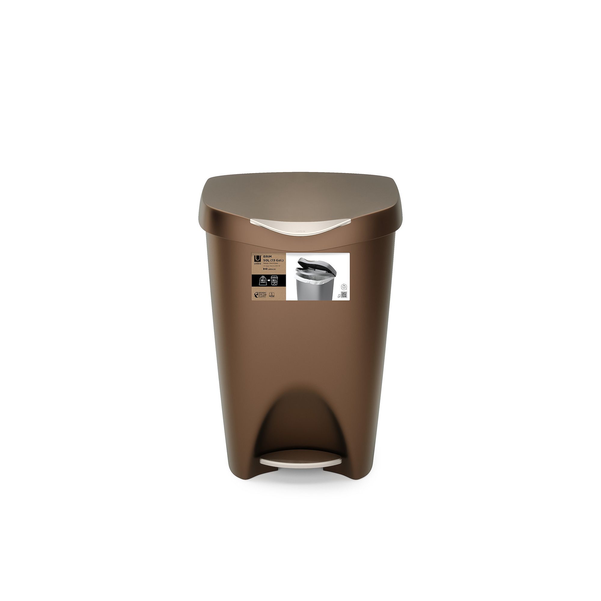 Umbra Brim Step Can, 13 Gallons, Bronze