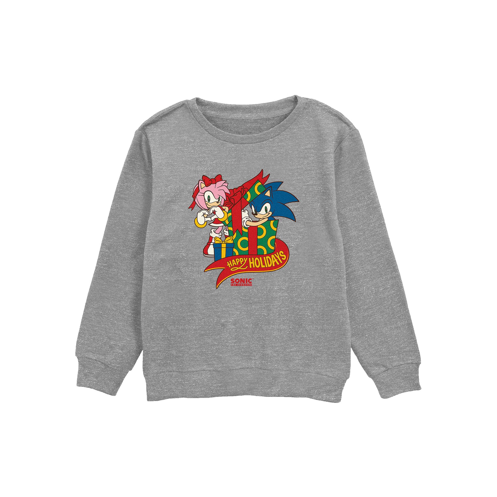 Boys 8-20 Sonic The Hedgehog And Amy Rose Happy Holidays Fleece Sweatshirt,