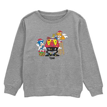 Boys 6-20 Sonic The Hedgehog Doctor Eggman Tangled In Christmas Lights Fleece Sweatshirt