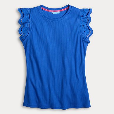 Women's Draper James Embroidered Flutter Sleeve T-Shirt