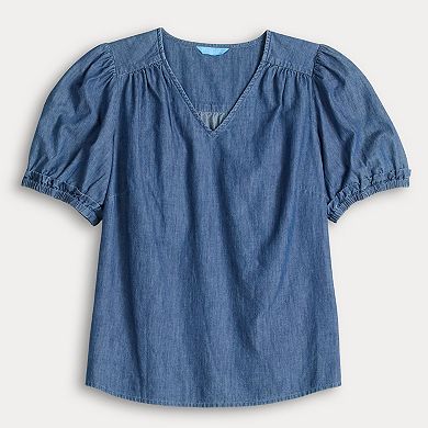 Women's Draper James V-Neck Puff Sleeve Top
