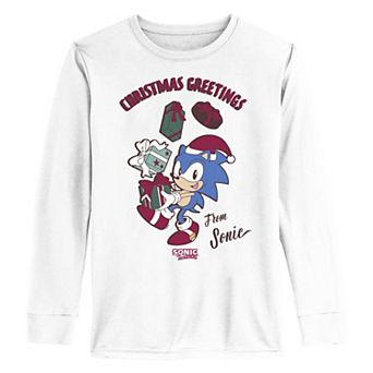 Boys 8-20 Sonic The Hedgehog Christmas Greetings Long Sleeve Graphic Tee
