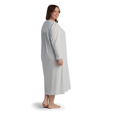Plus Size Miss Elaine Essentials Honeycomb Long Nightgown