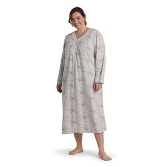 Plus Size Miss Elaine Essentials Honeycomb Long Nightgown
