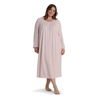 Plus Size Miss Elaine Essentials Honeycomb Long Nightgown
