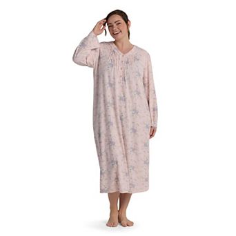 Plus Size Miss Elaine Essentials Honeycomb Long Nightgown