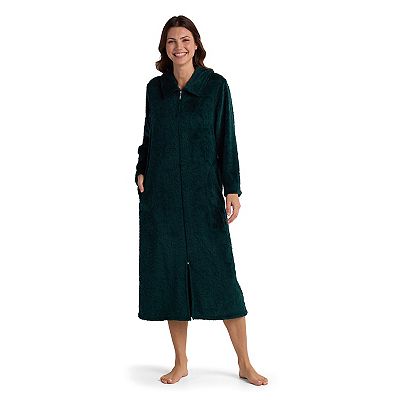 Petite Miss Elaine Essentials French Fleece Long Robe, Women's, Size: Large Petite, Pink