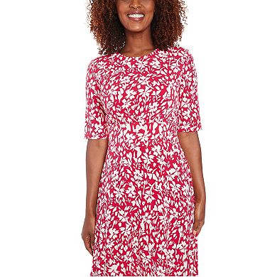 Petite London Times Elbow Sleeve Inset Waist Midi Dress