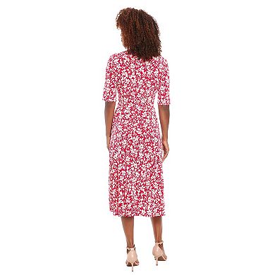 Petite London Times Elbow Sleeve Inset Waist Midi Dress