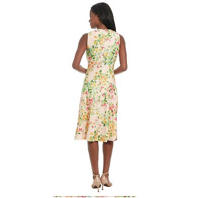 Petite London Times Embroidered Eyelet Keyhole Midi Dress