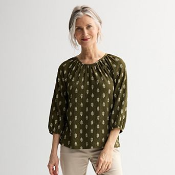 Women's Croft & Barrow® Shirred Neckline Textured Top