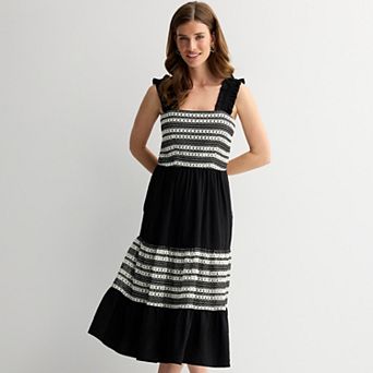 Women's Draper James Striped Crochet Midi Dress