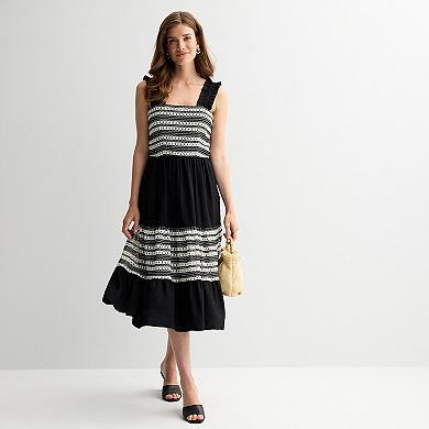 Women's Draper James Striped Crochet Midi Dress