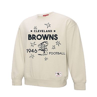 Women's Mitchell & Ness Cream Cleveland Browns Shooting Stars Pullover Sweatshirt