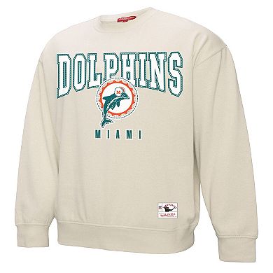 Women's Mitchell & Ness Cream Miami Dolphins Fandom Fleece Pullover Sweatshirt
