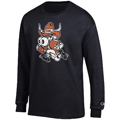 Men's Champion Black Texas Longhorns Bevo Long Sleeve T-Shirt