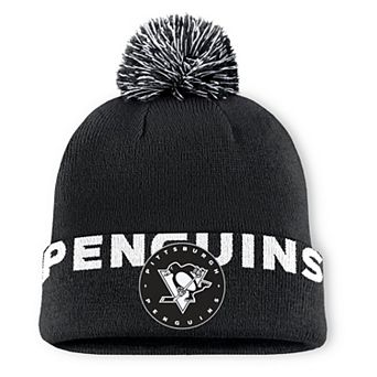 Men's Fanatics Black Pittsburgh Penguins Fundamental High Stick Cuffed Knit Hat with Pom