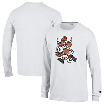 Men's Champion White Texas Longhorns Bevo Long Sleeve T-Shirt