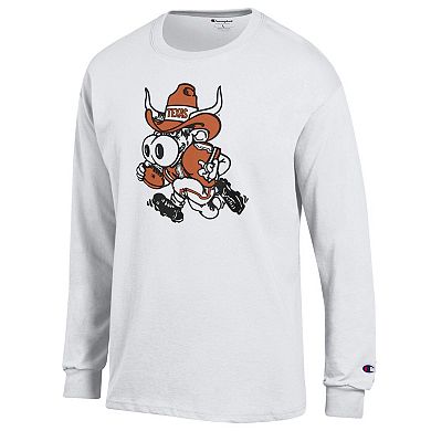 Men's Champion White Texas Longhorns Bevo Long Sleeve T-Shirt