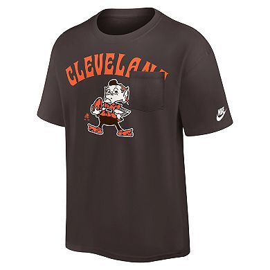 Men's Nike Brown Cleveland Browns Rewind Heavy Max 90 Pocket T-Shirt