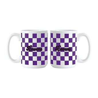 Baltimore Ravens 2-Pack 15oz. Checkered Wordmark Mug Set