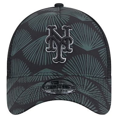 Men's New Era Black New York Mets 9FORTY A-Frame Trucker Adjustable Hat