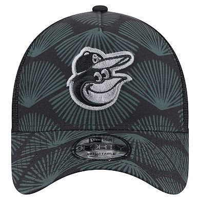 Men's New Era Black Baltimore Orioles 9FORTY A-Frame Trucker Adjustable Hat