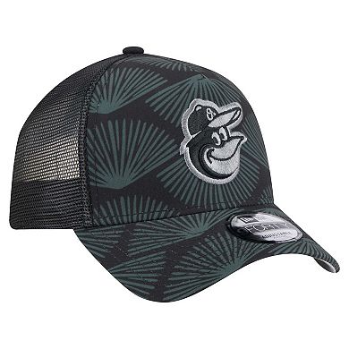 Men's New Era Black Baltimore Orioles 9FORTY A-Frame Trucker Adjustable Hat
