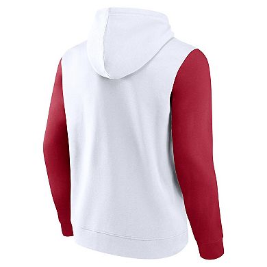 Men's Fanatics White Oklahoma Sooners Extra Point Colorblock Fleece Pullover Hoodie