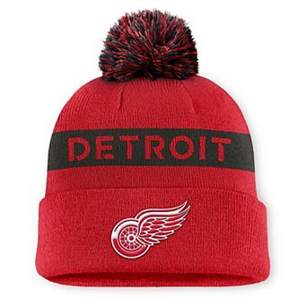 Women's Fanatics Red/Black Detroit Red Wings Authentic Pro Rink Cuffed Knit Hat with Pom