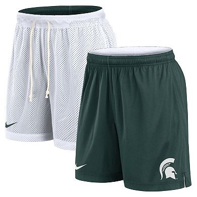 Men's Nike White/Green Michigan State Spartans Primetime Reversible Performance Shorts