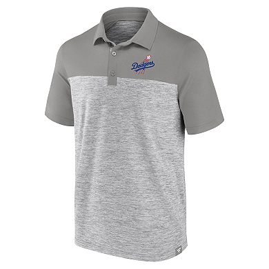Men's Fanatics Heather Gray Los Angeles Dodgers True Classics Avid Fan Brushed Polo