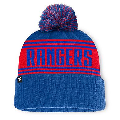 Men's Fanatics Navy New York Rangers Fundamental Enforcer Cuffed Knit Hat with Pom