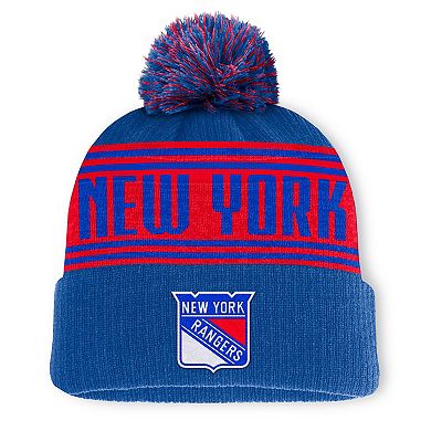 Men's Fanatics Navy New York Rangers Fundamental Enforcer Cuffed Knit Hat with Pom