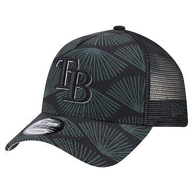Men's New Era Black Tampa Bay Rays 9FORTY A-Frame Trucker Adjustable Hat