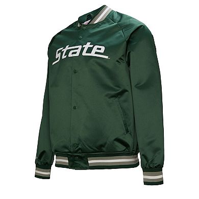 Men's Mitchell & Ness Green Michigan State Spartans Lightweight Current Logo Satin Full-Snap Jacket
