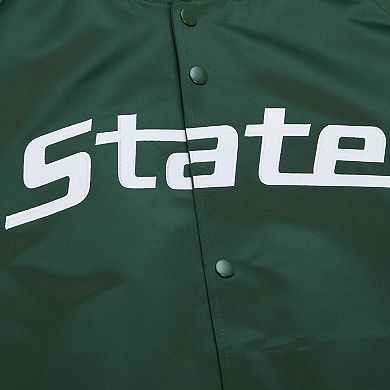 Men's Mitchell & Ness Green Michigan State Spartans Lightweight Current Logo Satin Full-Snap Jacket