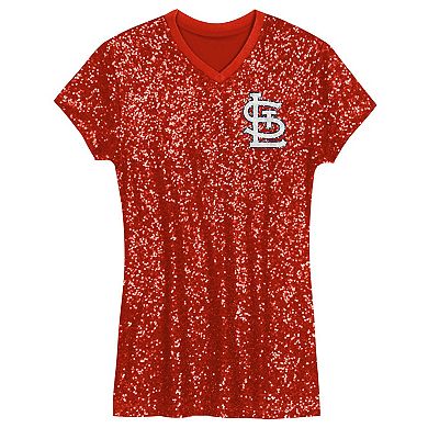 Girls Youth Red St. Louis Cardinals Sequin V-Neck Dress