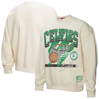 Women's Mitchell & Ness Cream Boston Celtics Brush Bucket Pullover Sweatshirt