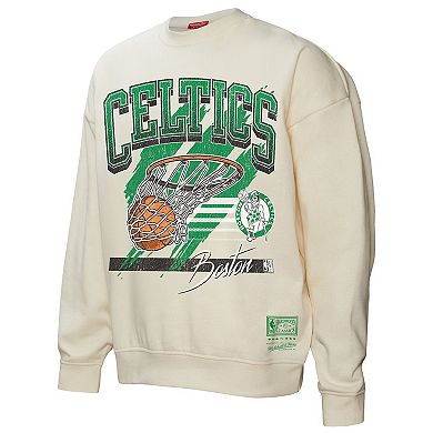Women's Mitchell & Ness Cream Boston Celtics Brush Bucket Pullover Sweatshirt
