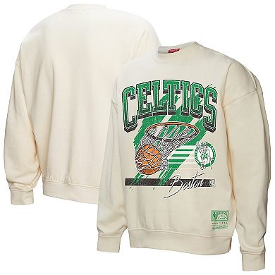 Women's Mitchell & Ness Cream Boston Celtics Brush Bucket Pullover Sweatshirt