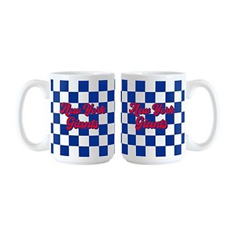 New York Giants 2-Pack 15oz. Checkered Wordmark Mug Set