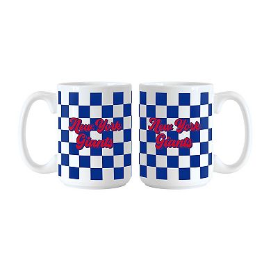 New York Giants 2-Pack 15oz. Checkered Wordmark Mug Set