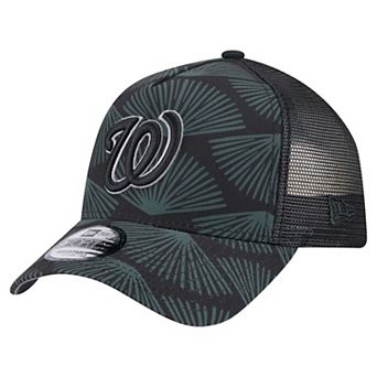 Men's New Era Black Washington Nationals 9FORTY A-Frame Trucker Adjustable Hat