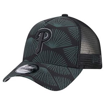 Men's New Era Black Philadelphia Phillies 9FORTY A-Frame Trucker Adjustable Hat