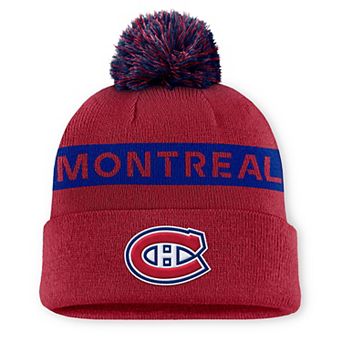 Women's Fanatics Red/Navy Montreal Canadiens Authentic Pro Rink Cuffed Knit Hat with Pom
