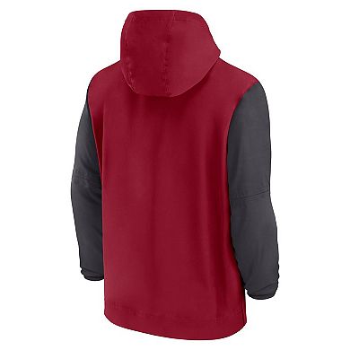 Men's Nike Crimson Alabama Crimson Tide 2024 Sideline Pregame Player Half-Zip Hoodie