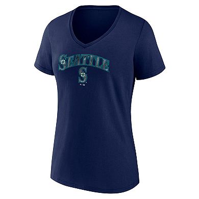 Women's Fanatics Navy Seattle Mariners Shine Bright V-Neck T-Shirt