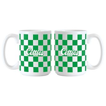 Boston Celtics 2-Pack 15oz. Checkered Wordmark Mug Set