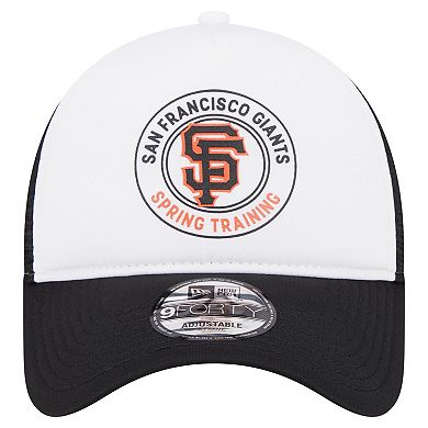 Men's New Era White/Black San Francisco Giants Spring Training Circle Foam A-Frame 9FORTY Trucker Adjustable Hat